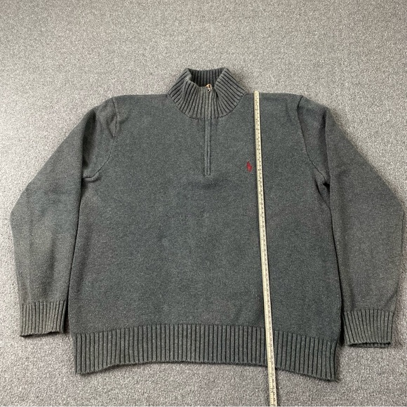 Vintage Polo by Ralph Lauren 100% Cotton Grey Quarter Zip Sweater Men’s Sz S-Med - Picture 9 of 10